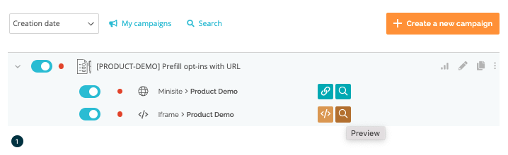 launch the campaign in preview mode