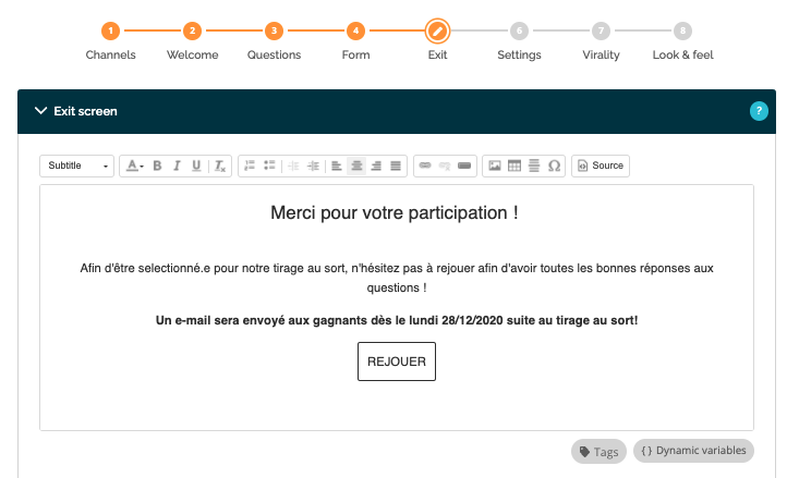 navigate to exit step
